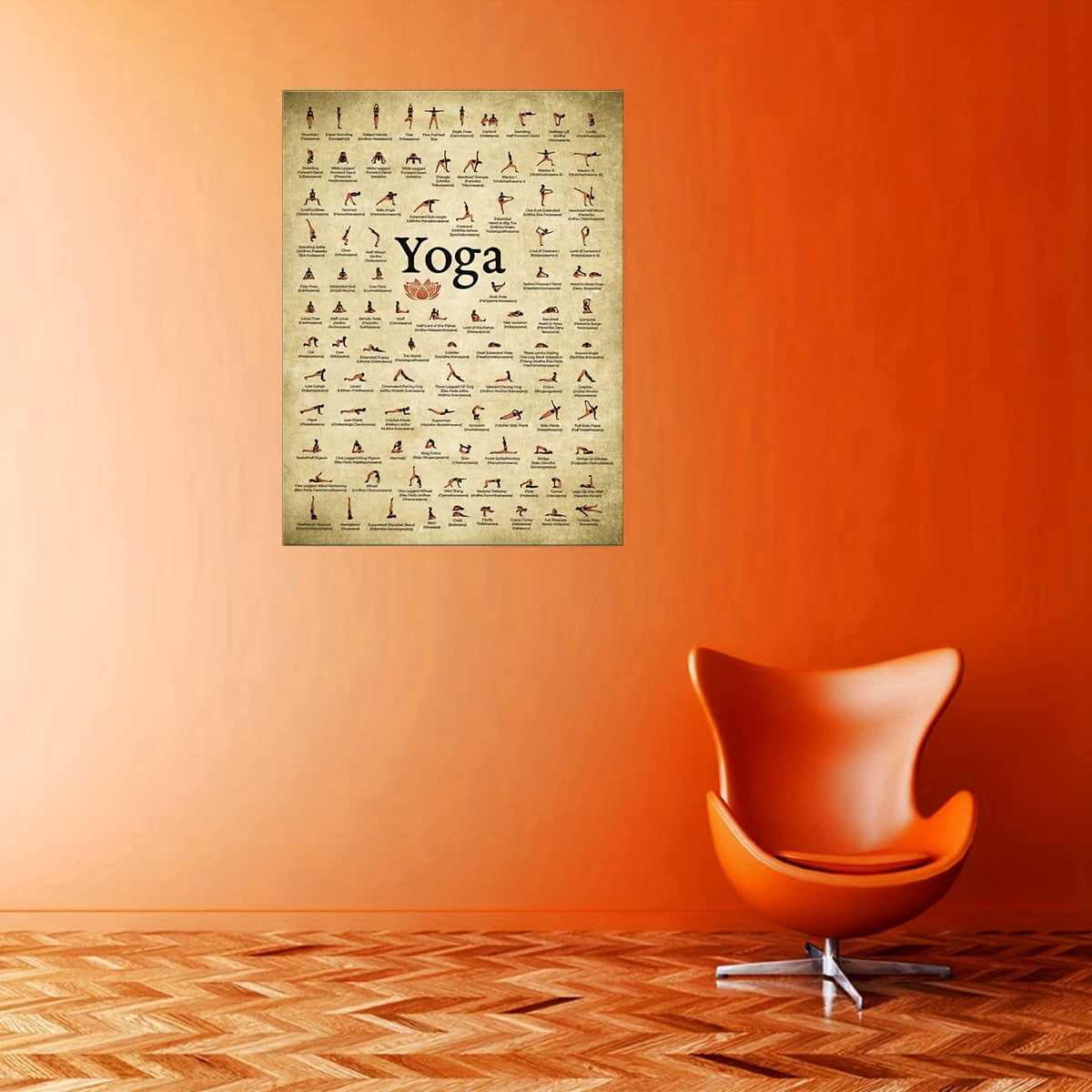 Wall Mounted 100 Yoga Poses Reference Chart for Body Training