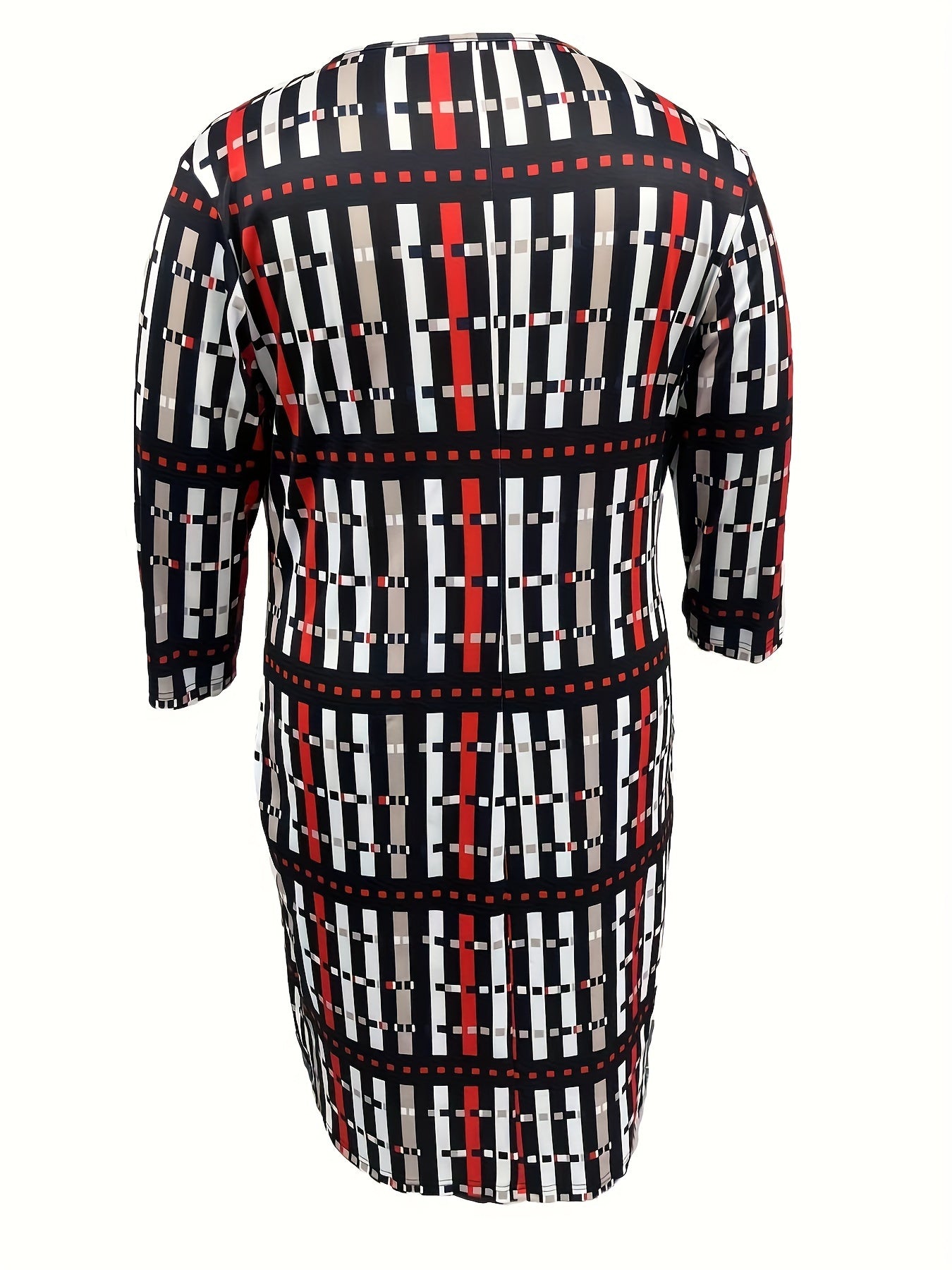 Geometric Print Long Sleeve Bodycon Dress