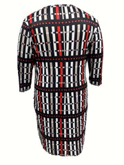 Geometric Print Long Sleeve Bodycon Dress