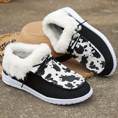 Dairy Cow Print Thickened Warm Sneakers Lightweight Non slip Shoes