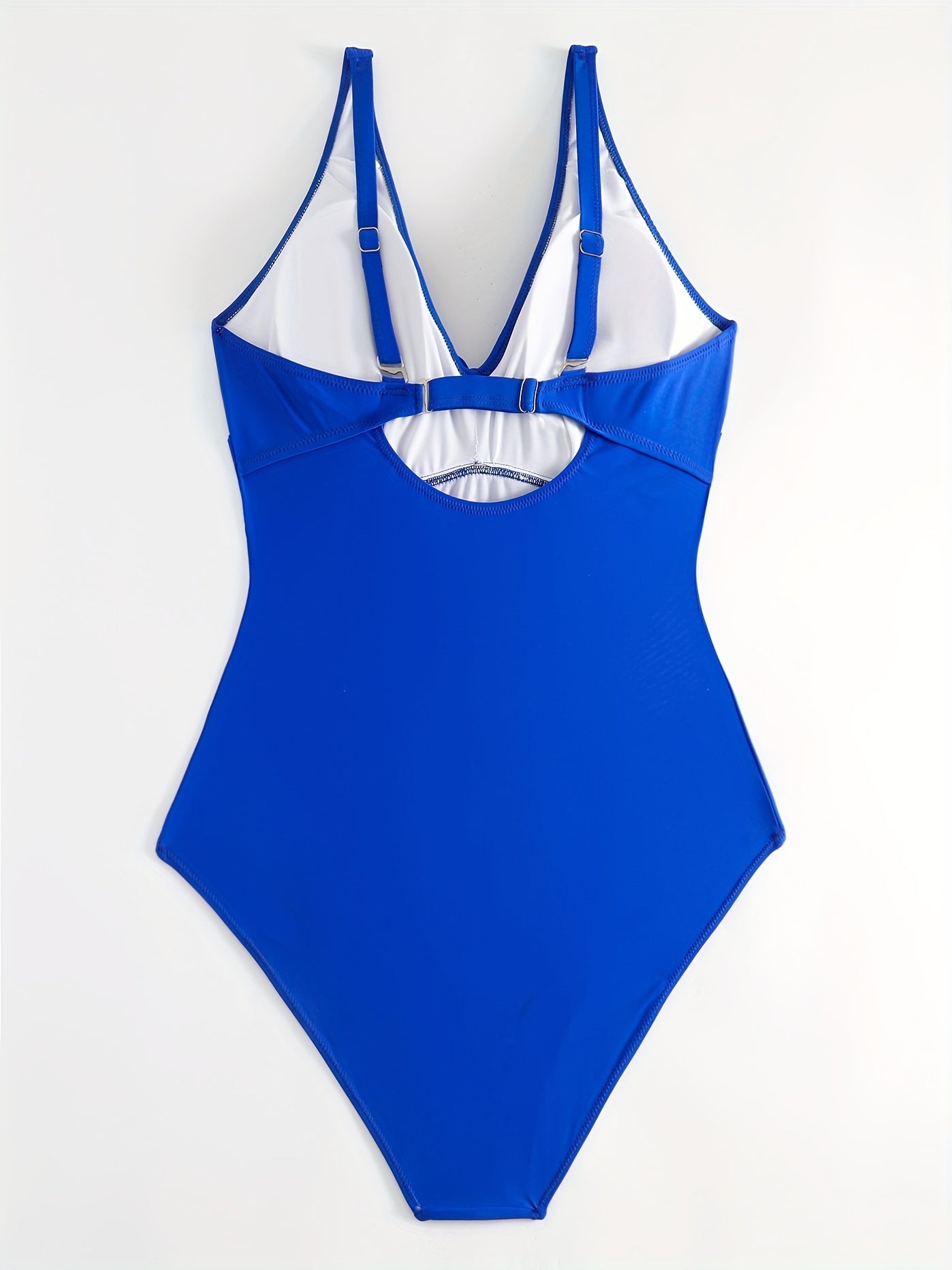 Solid Criss Cross V Neck One Piece Swimsuit