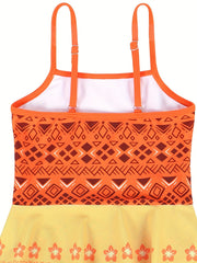 Toddler Girls Abstract Graphic Ruffle Trim Cami Swimsuit