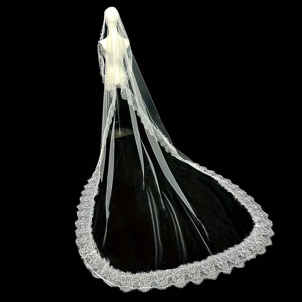 Floral Lace Wedding Veil Trail Bridal Accessory