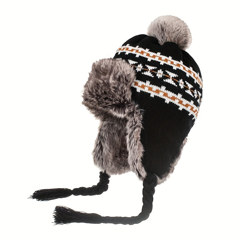Ear Protection Plush Knited Wool Cap for Men and Women