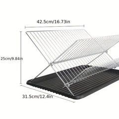 Foldable X-shaped Draining Rack Countertop Dish Bowl Storage