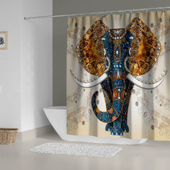 Elephant Flower Shower Curtain with Plastic Hooks