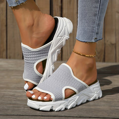 Women's Open Toe Wedge Sandals - Casual Platform Sneakers