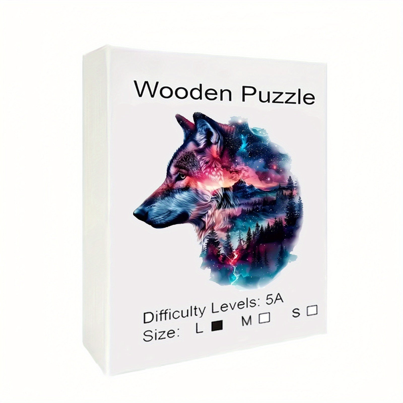 Starry Night Wolf Jigsaw Puzzle with Animal Shapes