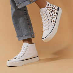 Halloween Skull Print Lightweight High Top Canvas Sneakers