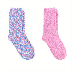 2 Pairs Warm Fuzzy Floor Socks Women's Stockings