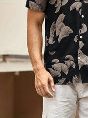 Leaf Print Men's Short Sleeve Casual Shirt