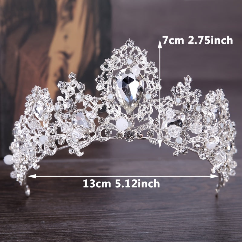Silvery Rhinestone Bridal Crown Princess Tiara Headband