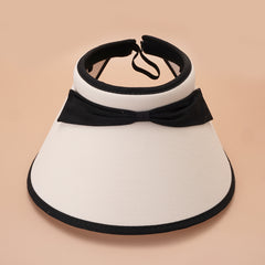 Wide Brim Block Visors Bow Sun Hats Cotton Blend Sunscreen UV Protection