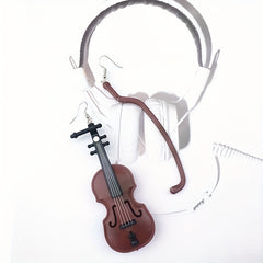 Baroque Style Violin Earrings Exaggerated Retro Design