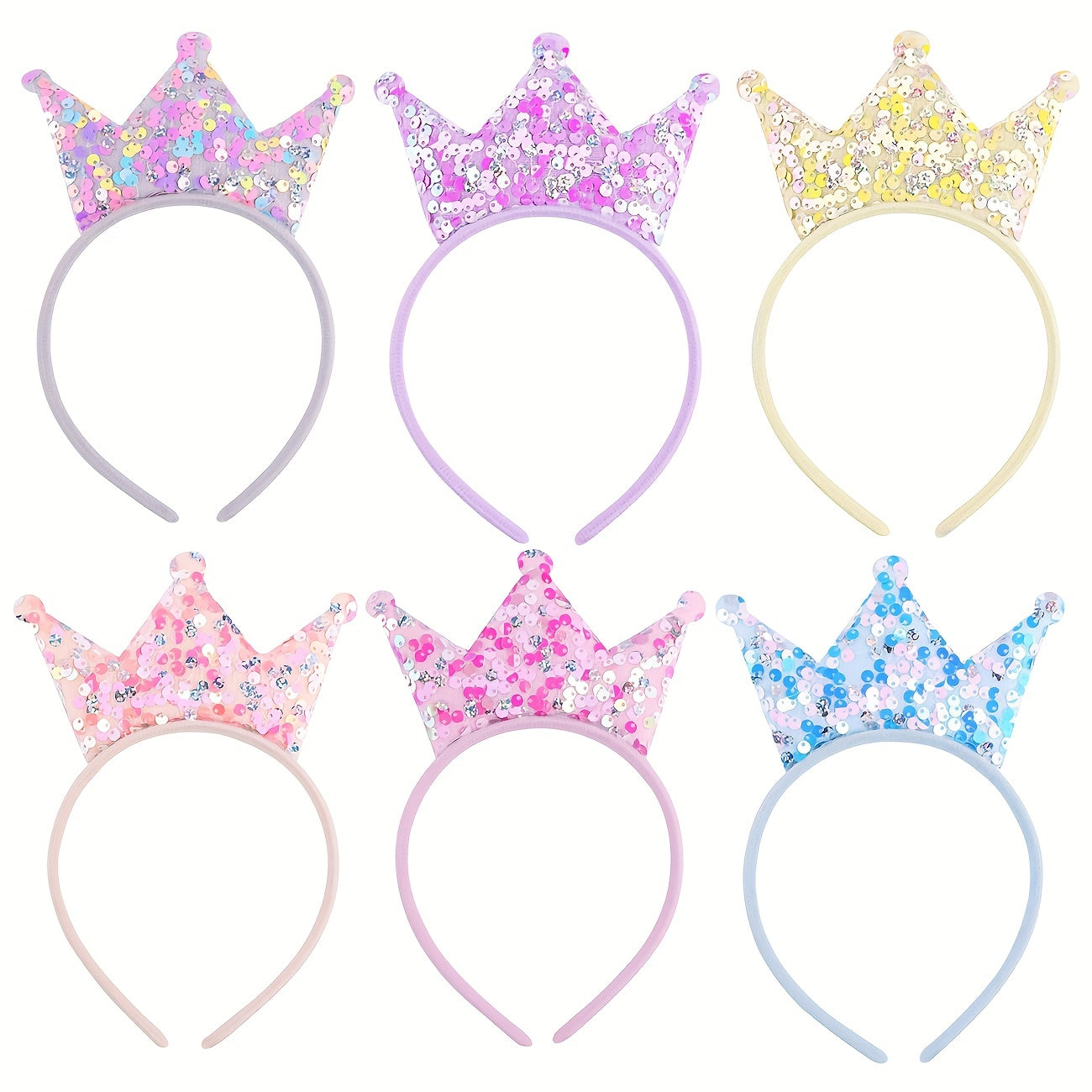 Princess Crown Headband For Girls Sweet Double sided Sequin Crown Hair Band