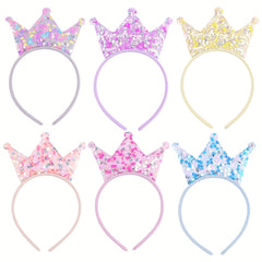 Princess Crown Headband For Girls Sweet Double sided Sequin Crown Hair Band
