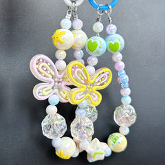 Butterfly Phone Chain Beaded Chain Car Keychain Earphone Bag Pendant
