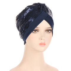 Sequin Bandana Hat Turban Cap Hair Bonnet Head Scarf For Women
