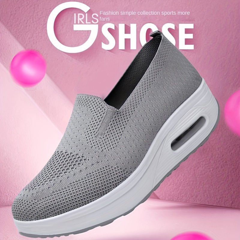 Women's Air Cushion Sock Shoes Slip On Casual Platform Walking Shoes