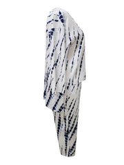 Tie Dye Plus Size 2 Piece Set Round Neck Tunic Top & Pants Outfit