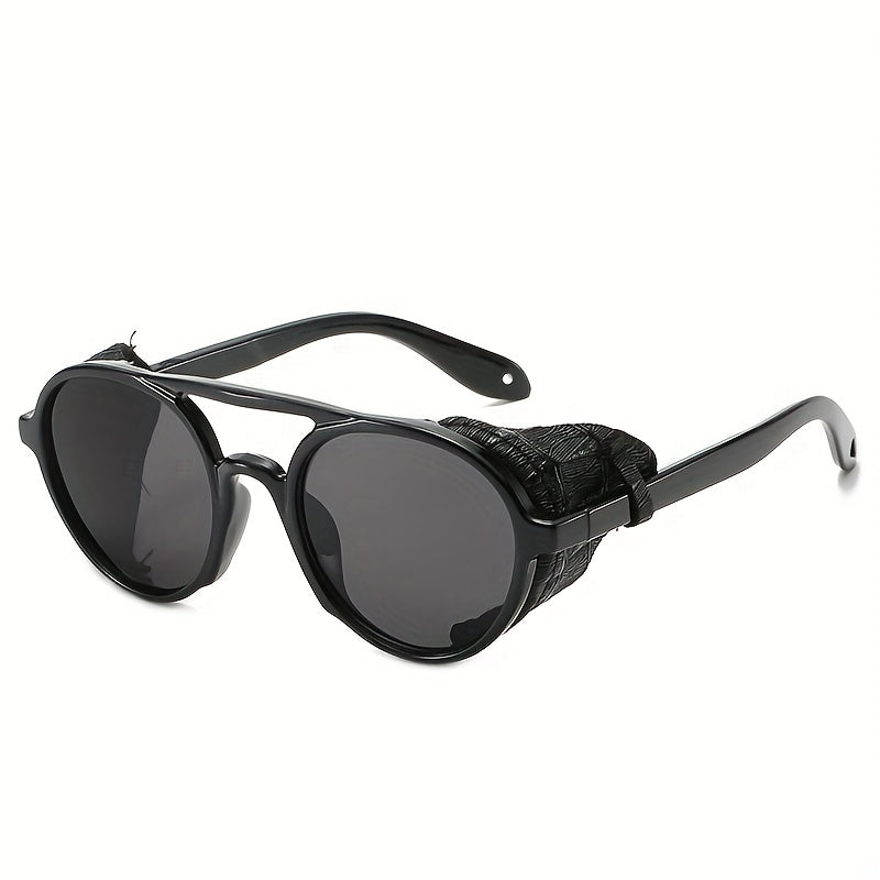 Steampunk Leather Sunglasses Wide Edge Vintage Style
