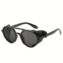 Steampunk Leather Sunglasses Wide Edge Vintage Style