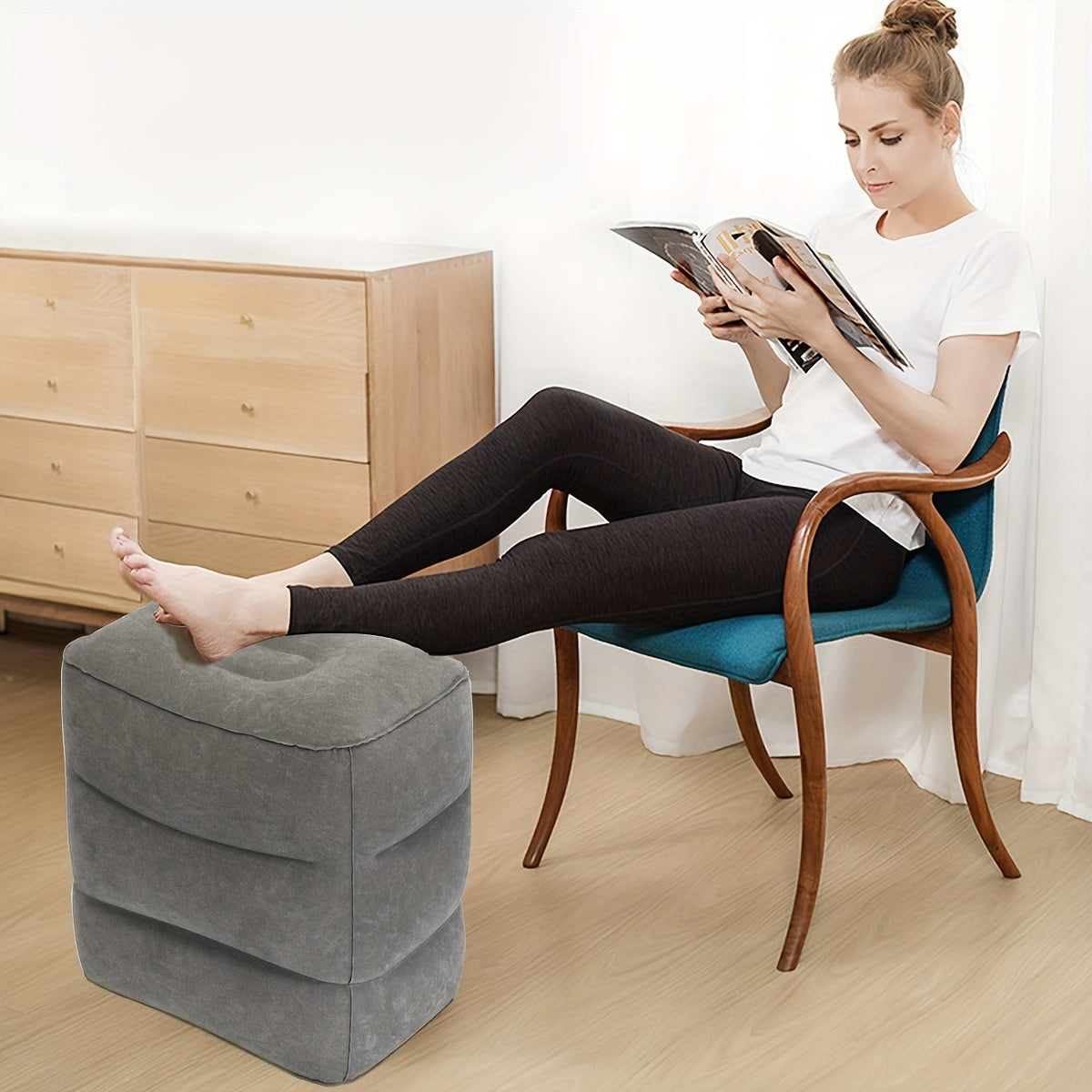 Adjustable Inflatable Travel Foot Rest with Storage Bag
