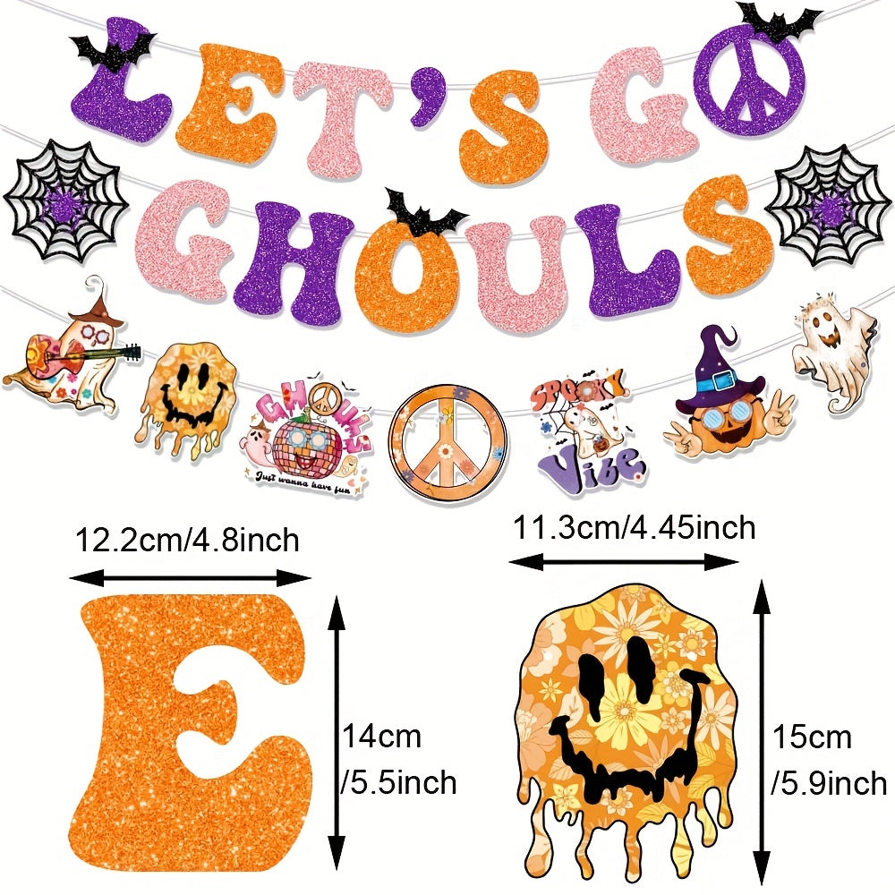 Hippie Theme Ghost Halloween Party Banner