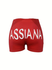 Letter Print Skinny Shorts Yoga Casual Summer Shorts Women's Clothing