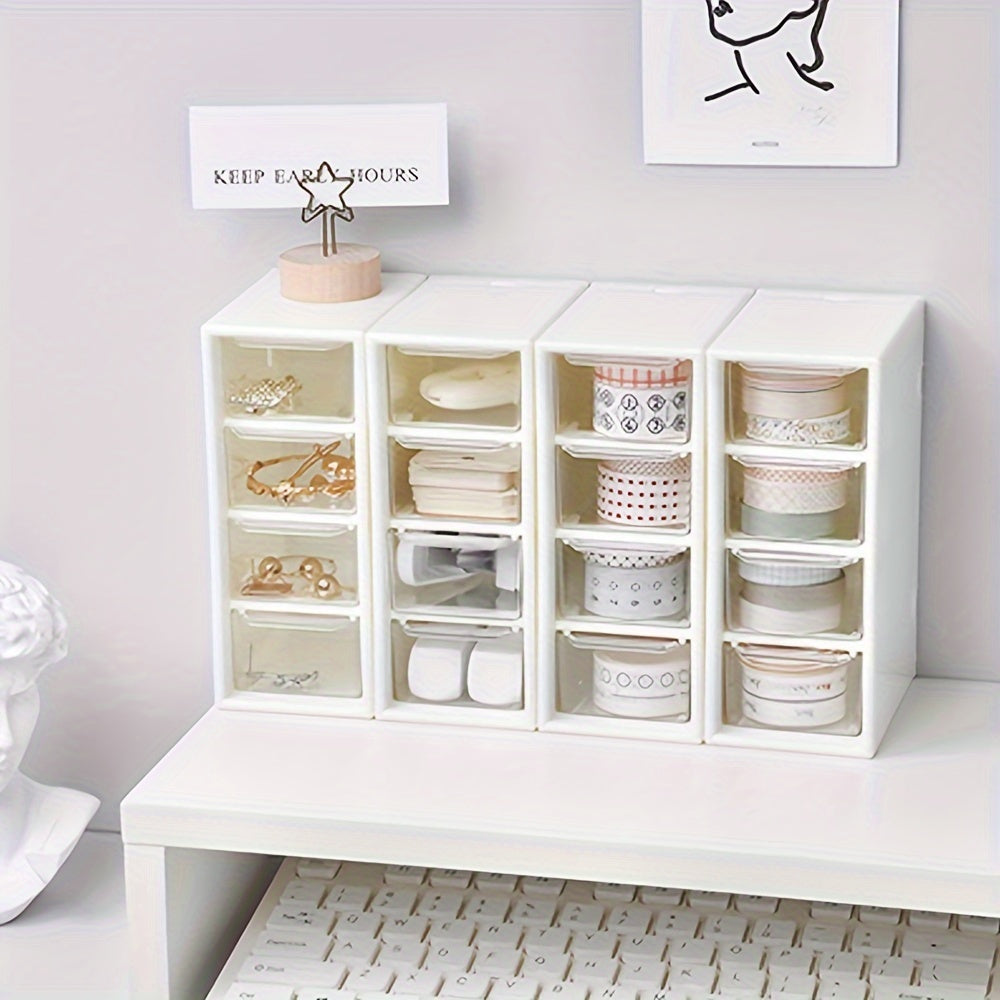 4pcs Small Drawer Storage Box Desktop Finishing Four Palace Grid Storage