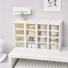 4pcs Small Drawer Storage Box Desktop Finishing Four Palace Grid Storage