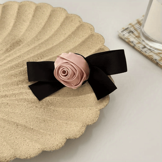 Satin Flower Bow Hair Clip French Barrette Silky Flower Hair Clip