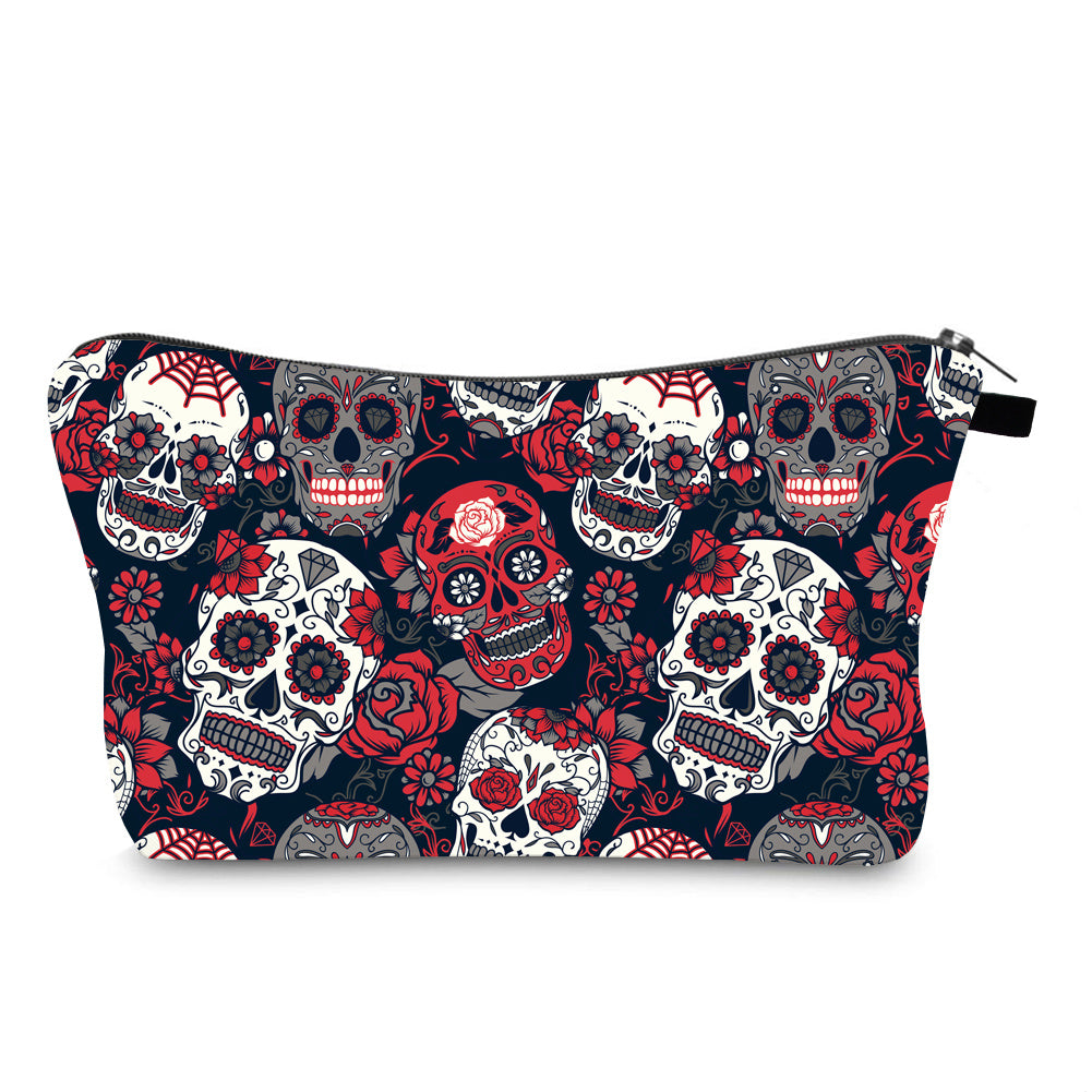 Sugar Skull Rose Makeup Bag with Coin Purses