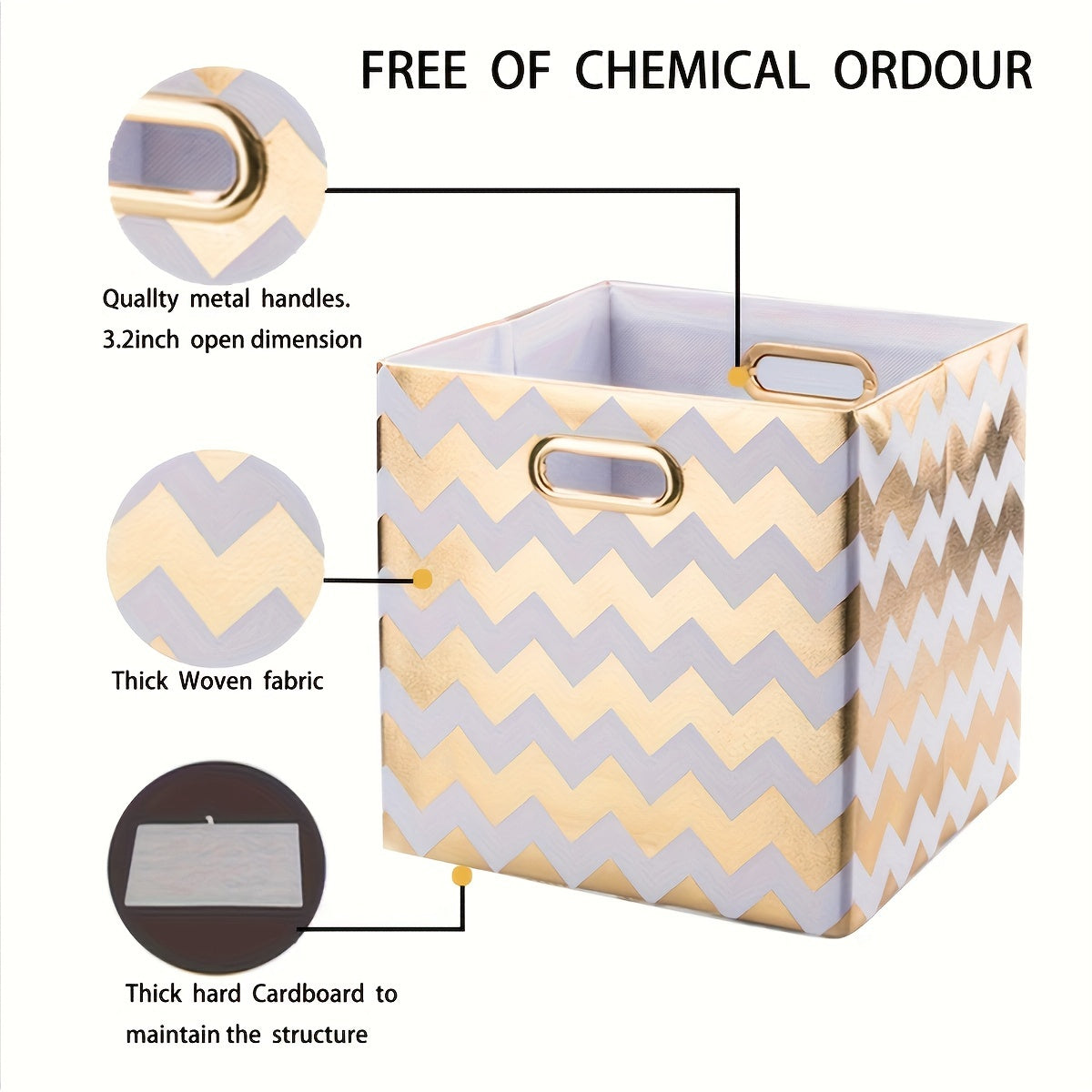 2pcs Foldable Storage Box Metal Handle for Clothes Toys Sundries Room Decor