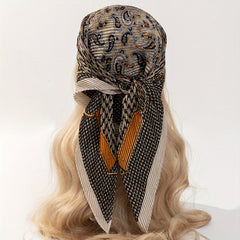 Baroque Pattern Print Bandana Pleated Square Scarf