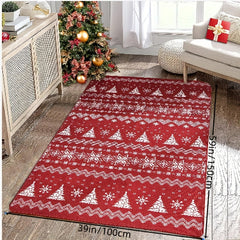 Machine Washable Area Rug Christmas Tree Snowflake Decor