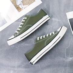 Women's Low Top Canvas Shoes Lace Up Lightweight Sneakers