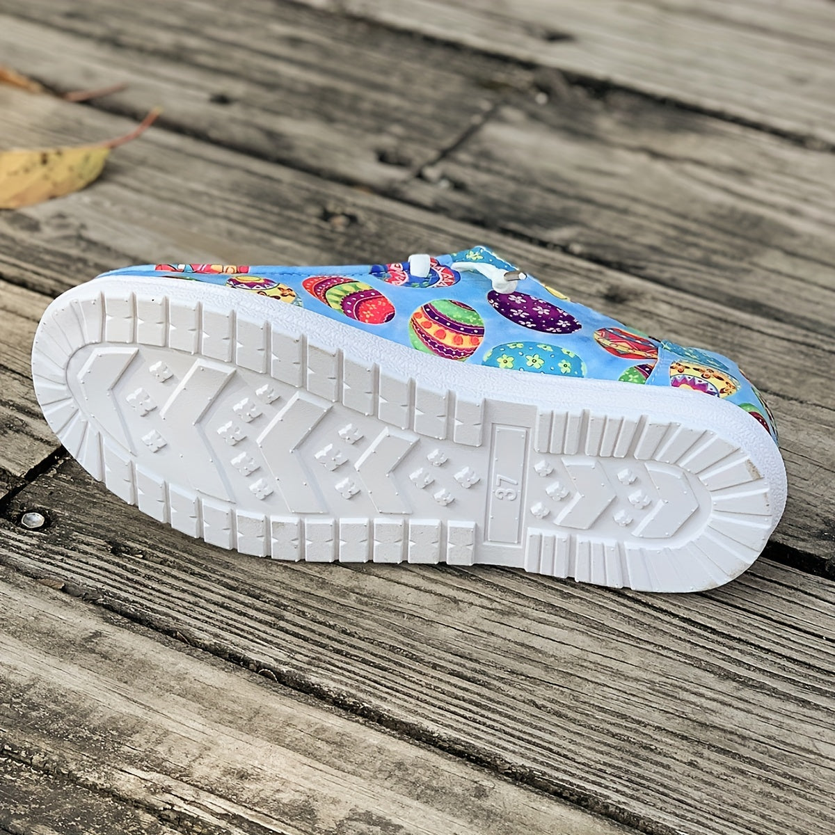 Women's Easter Egg Print Boat Shoes Lightweight Walking Flats Slip-on Sneakers