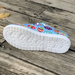 Colorful Pattern Breathable Flat Skate Shoes Lightweight Canvas