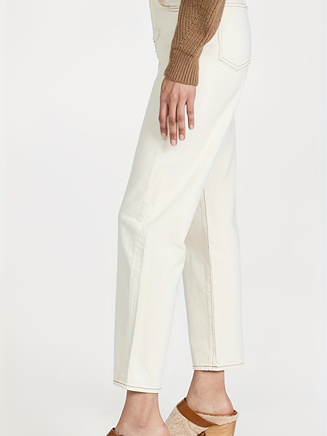 Straight Leg Denim Pants Loose Fit Ankle Length Jeans