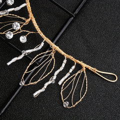 Golden Floral Rhinestone Bridal Headband