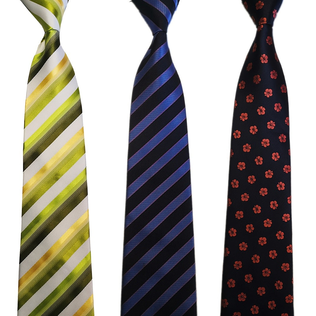 Men's Green Striped Tie Wedding NeckTie Suit