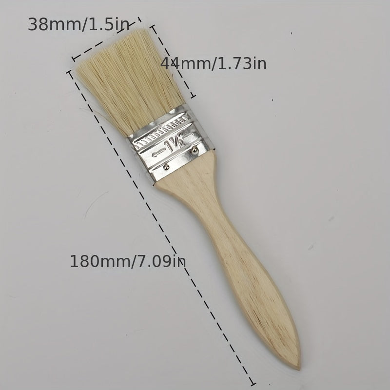 5pcs Wooden Handle Paint Brushes for Marine, BBQ, Household Projects