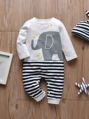 Cute Elephant Stripe Romper for Newborns - Unisex