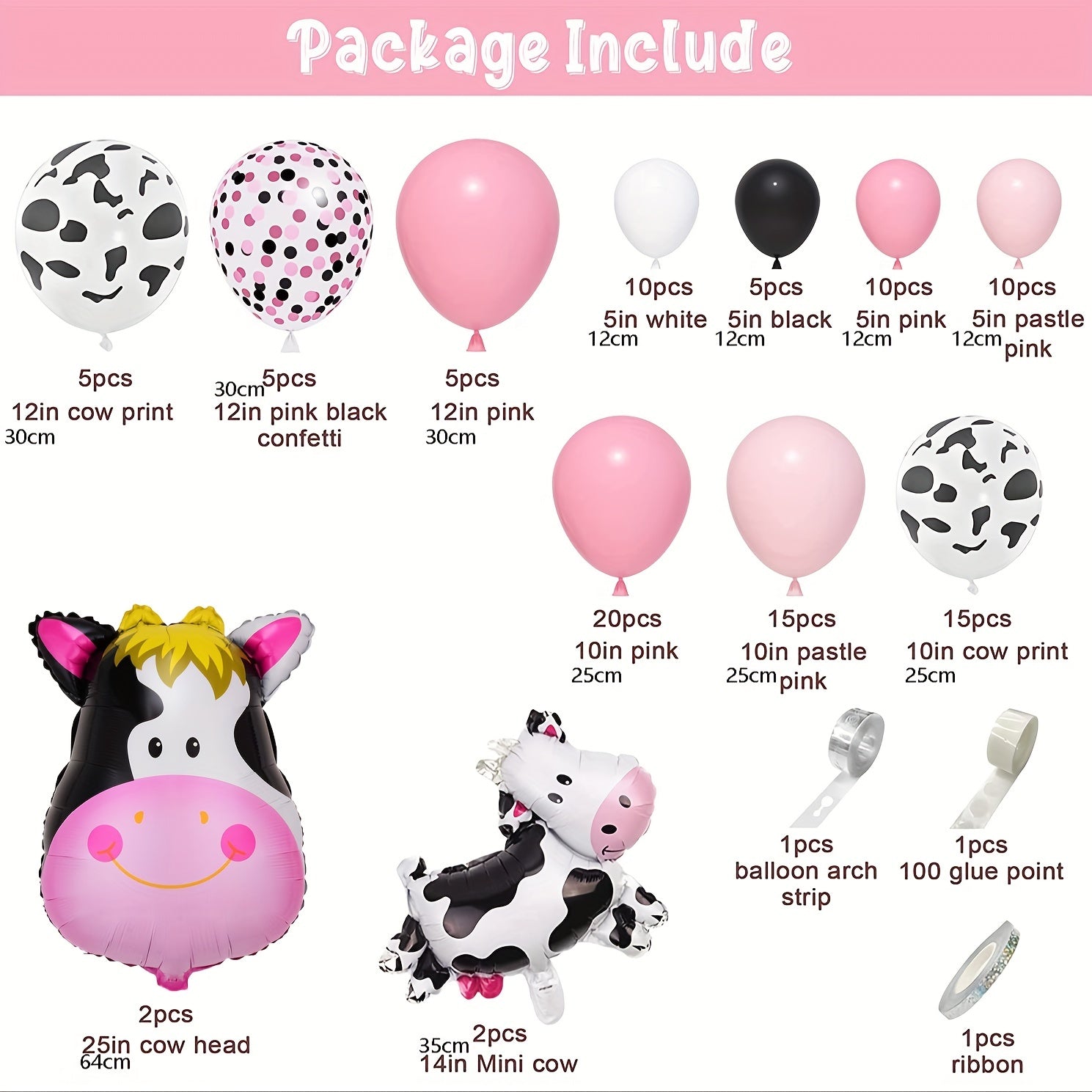 Cow Party Decorations Balloon Garland Arch Kit Happy Birthday Banner Cake Topper