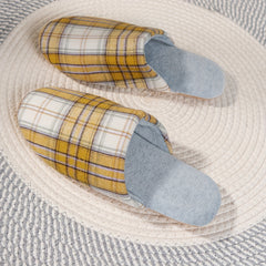Men's Comfy Plaid House Slippers Anti-Skid Indoor Shoes