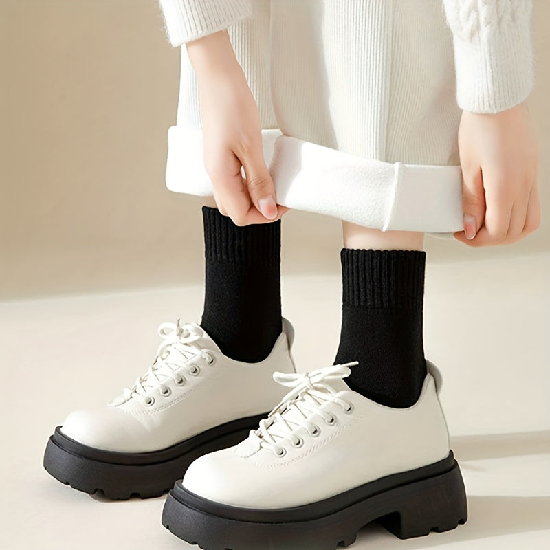 4 Pairs Solid Socks Comfy Breathable All match Women's Stockings