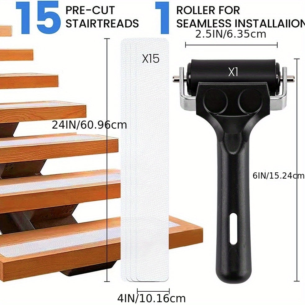 15pcs Non Slip Stair Treads Transparent Strips Safety & Traction Easy Install