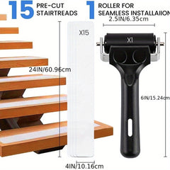 15pcs Non Slip Stair Treads Transparent Strips Safety & Traction Easy Install