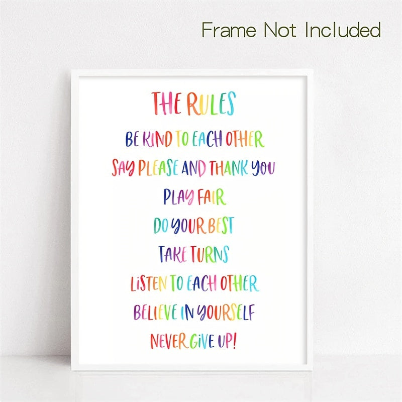Rainbow Classroom Rules Poster - Playroom Decor